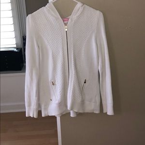White zip up Lilly Pulitzer sweater